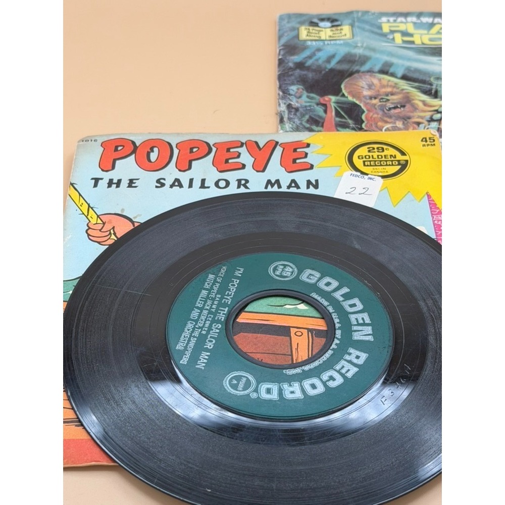 Vintage Kids 45 RPM Record Book Lot Star Wars Popeye Smokey Bear Golden Records - Picture 12 of 13